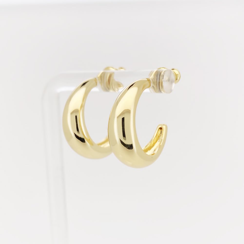Obidos 14K Gold Plated Small Chunky Open Hoops | Thick Lightweight Gold Hoop Earrings for Women