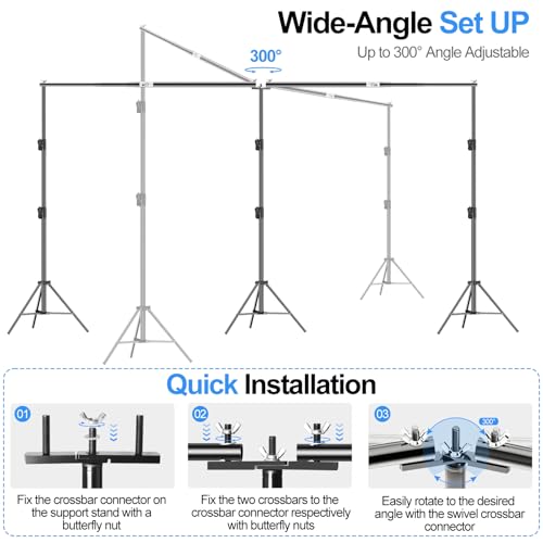 FUDESY 10x20ft Backdrop Stand Heavy Duty Adjustable Photography Background Support System with Angle Rotatable Connector, Spring Clamps, Sandbags, Ring Clips, Carry Bag for Photo Video Studio, Wedding - size: 10x20ft