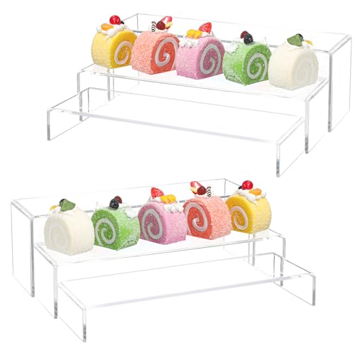 Yieach Large Clear Acrylic Risers Display Stands,6 Pcs Rectangular Display Risers for Funko Pop,Figures,Food,Showcase Collectibles Display Shelf,Retail Desktop Risers Display Stand and Decoration