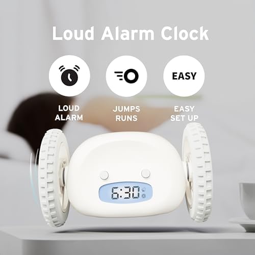 CLOCKY Alarm Clock on Wheels – Loud Rolling Alarm Clock for Heavy Sleepers