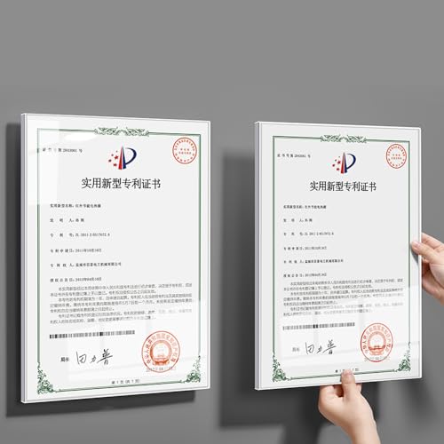 Wall Mount Acrylic Sign Holder Self Adhesive Clear Document Picture Display Frame for Office, Store, School, Home, Wall Picture Frame (Horizontal A5 148×210mm/5.83×8.27inches)