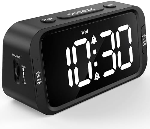 Odokee Digital Dual Alarm Clock for Bedroom with 0-100% Dimmable Display | Easy to Set Alarm Clock with Weekday/Weekend Mode - Loud Alarm for Heavy Sleepers with 5 Sounds Adjustable Volume