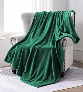 SOCHOW Flannel Fleece Blanket Twin Size, All Season Lightweight Super Soft Cozy Blanket for Bed or Couch, Green(60inch X80'')