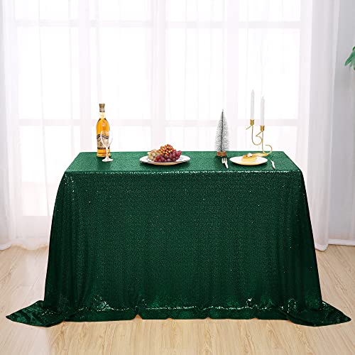 Nanbowang Dark Green Art Deco Sequin Rectangular Tablecloth - 50"x50" - Perfect for Parties & Formal Events - size: 50" x 50" (Square)