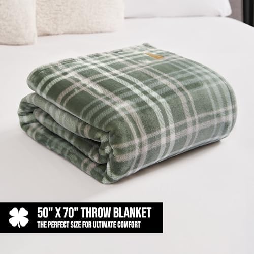 Lucky Brand Camper Plaid Olive Green 50"X70" Cozy Plush Blanket - Premium Microfiber Throw for Luxurious Comfort and Style