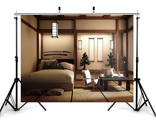 5x4ft Japanese Style Bedroom Backdrop Katana Display Tatami Living Space Photography Background for Home Decor and Cultural Event Decorations Tapestry Photo Booth Props - size: 5x4ft