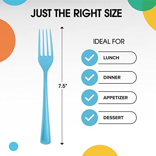 Party Solids Light Blue Plastic Forks 200 Pcs Light Blue Forks Disposable Utensils Heavy Duty Plastic Cutlery Set Disposable Cutlery Sets Flatware Sets Silverware Set Party Supplies & Party Tableware - color: Light Blue