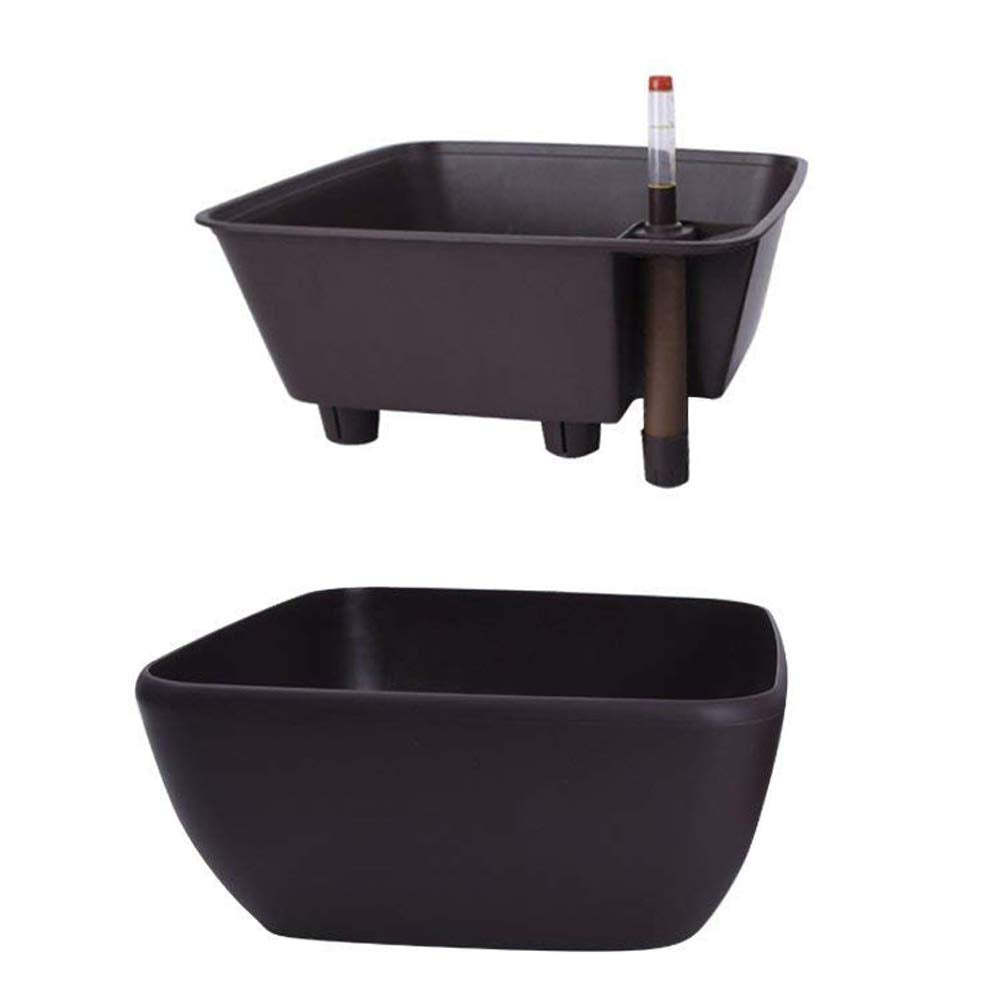 Vencer 10.8 Inch Plastic Square Self Watering Planter,Water Indicator,Modern Decorative Planter Pot for All House Plants Flowers,Herbs,Vegetables,Tropical,Coffee,VF-049C
