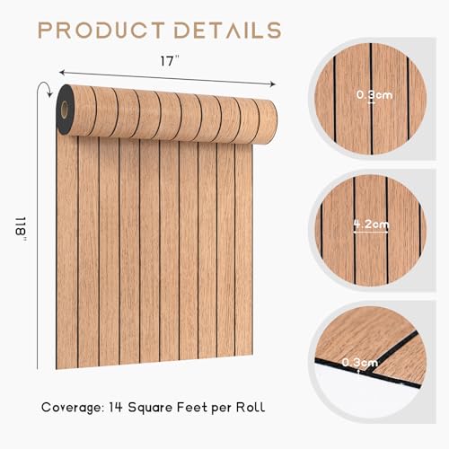 VEELIKE Luxury Cherry Wood Wall Panels Peel and Stick Slat Wall Panel for Bedroom Living Room 17''x118'' Self Adhesive Foam Vinyl Roll Wood Slat Wallpaper for Interior Wall Decor TV Background Ceiling - size: 17" x 118"