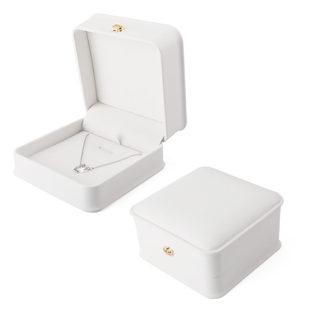 iSuperb 2 Pcs Necklace Pendant Box Velvet Interior Bracelet Jewelry Gift Box Chain Necklace Display Storage Case for Engagement Proposal
