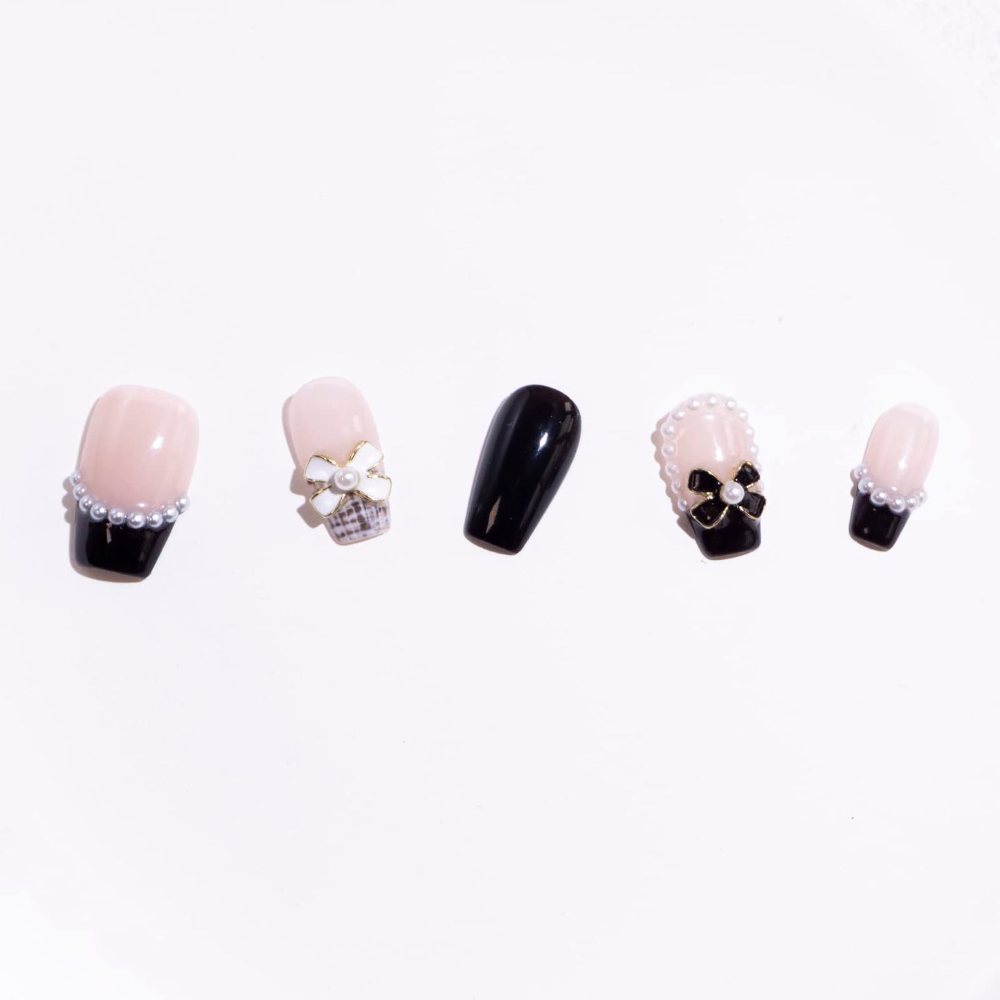 Light Rain Medium Size Hand-made Press on Nails, 3D Gel UV Finished False nails with Design by Professional Manicurist