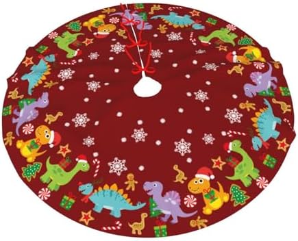 Cute Dinosaur Christmas Tree Skirts Cute Dinosaur Printed Tree Skirt 48" Gorgeous Xmas Holiday Party Ornaments Keepsake Gift