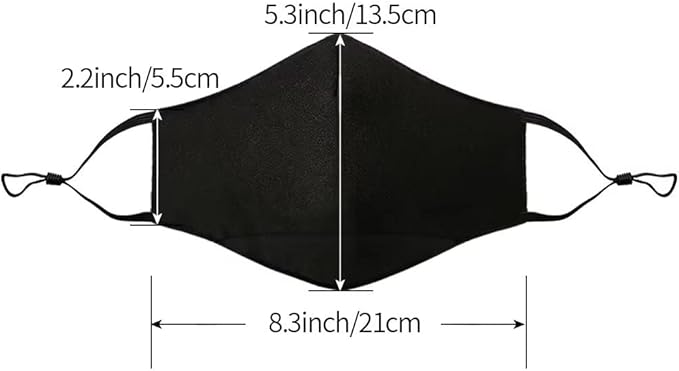 NBDIB Adult Adjustable Face Protection with Filter Pocket and Nose Wire Black Breathable Cloth Mask with 10Pcs Filters