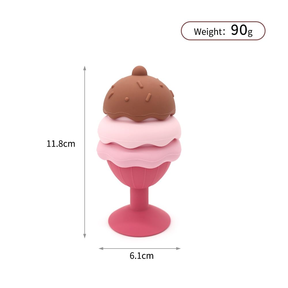 HertyPals Bath Toys, Silicone Ice Cream Stacking Toy, Baby Bath Toy, Connect, Build, Create - Bathtub Toys