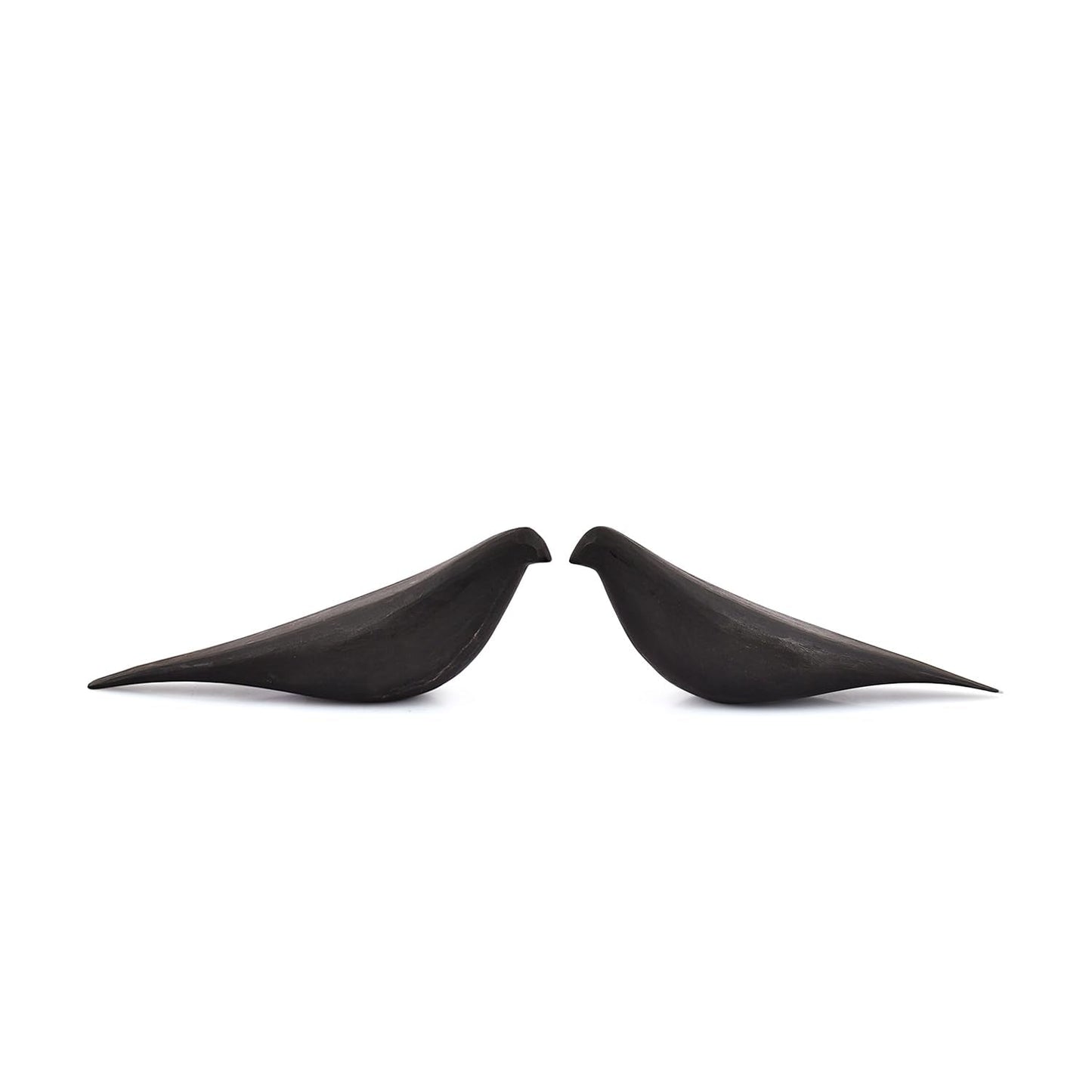 Kaizen Casa Statues Black Acacia Wood Bird Set of 2 Decorative Sculptures for Home Décor, Modern Black Bird Ornaments for Living Room, Office (8.25'' X 2.5'' X 3.25'')