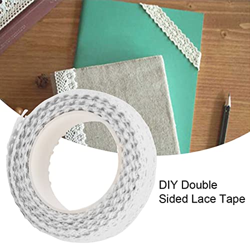 JIANWEI Washi Tape Lace Pattern, Self-Adhesive Decorative Masking Tape, DIY Scrapbooking Lace Tape Sticker, for Card Making/Crafts/Frames/Gifts Decoration (White)