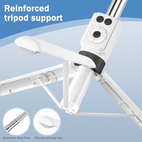 Selfie Stick Tripod with Fill Light, Phone Selfie Stick,Durable Stainless Steel Design,Bluetooth Remote Control,and Stable Three-Legged Support for Live Broadcasts,Video Shooting (White) - color: White