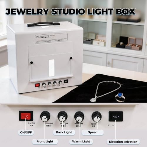 Mini Photo Studio Light Box, Dimmable 360° Turntable Jewelry Shooting Tent Softbox, Electric Rotating Dimmable Photography Tent Kit with Brightness Adjustable, Removable Black Background(Tb20) - size: Tb20
