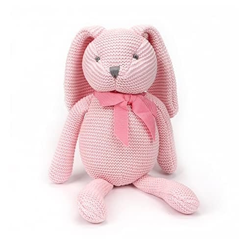 FLUFFYFUN 100% Organic Cotton Pink Bunny Rabbit Plush, 7.1" Baby Stuffed Animal for Newborn