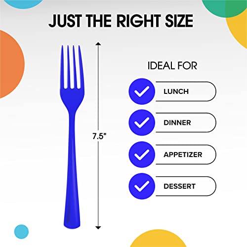 Party Solids Dark Blue Plastic Forks 200 Pcs Dark Blue Forks Disposable Utensils Heavy Duty Plastic Cutlery Set Disposable Cutlery Sets Flatware Sets Silverware Set Party Supplies & Party Tableware - color: Dark Blue