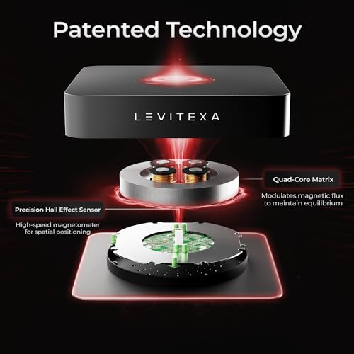 Levitexa Nimbus Levitating Display - Floating Display, Levitating Stand, Levitation Decor, Magnetic Stand, Magnetic Levitation for Figures and Toys Square Base