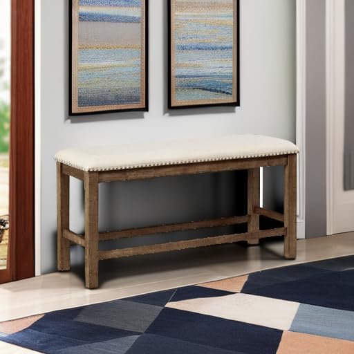 Signature Design by Ashley Morriville Counter Height Upholstered Dining Room Bench, Brown