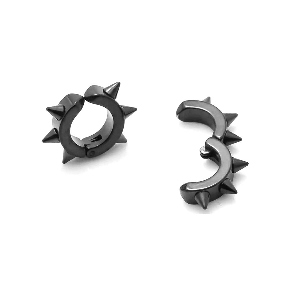 Xusamss Punk Jewelry Stainless Steel Spike Rivet Ear Clip Earrings