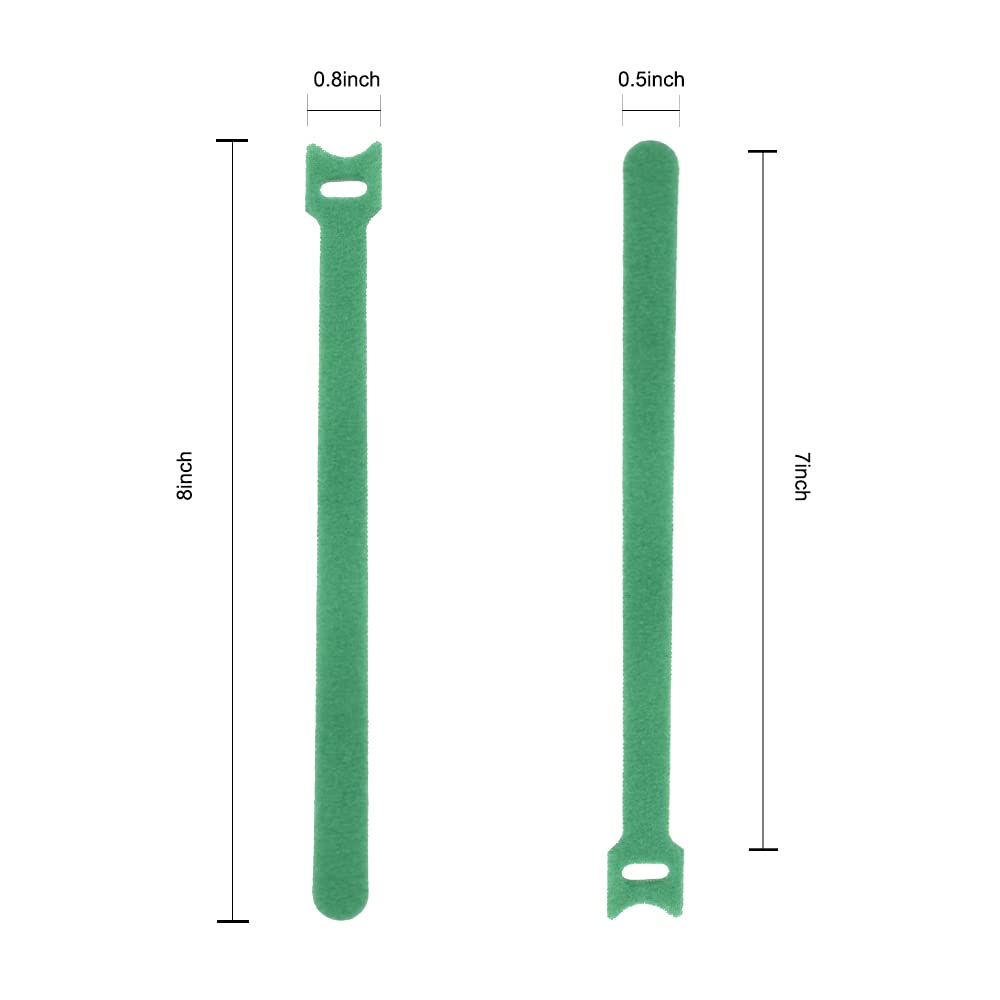 Hook＆Loop Garden Plant Cable Ties, Adjustable Garden Nylon Ties for Supporting Plant and Vines, Multi-Functional Ties(100 Pcs, 8 Inch, Green)