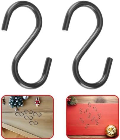 100pcs Mini S Shape Hooks 1/2 Inch Black Wire Ornament Connectors