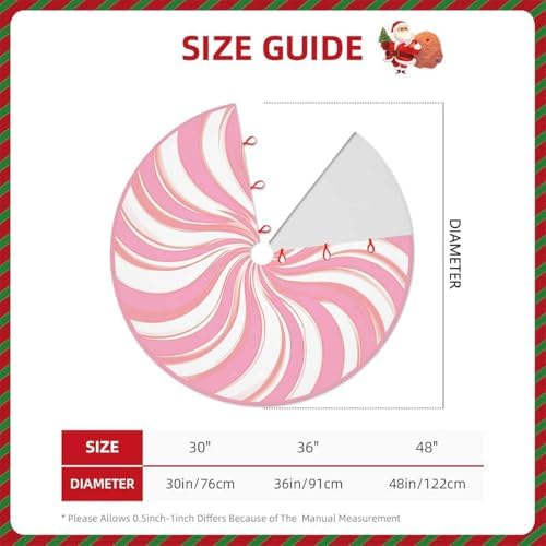 Christmas Tree Skirts 48inch Pink Candy Xmas Decor for Holiday