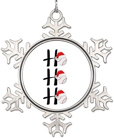 Ho Ho Ho Baseball Christmas Hat Snowflake Ornaments Baseball Christmas Hat Christmas Decorations for Tree Personalized Christmas Ornaments 2022 Funny Metal Souvenir Gifts for Holiday Birthday