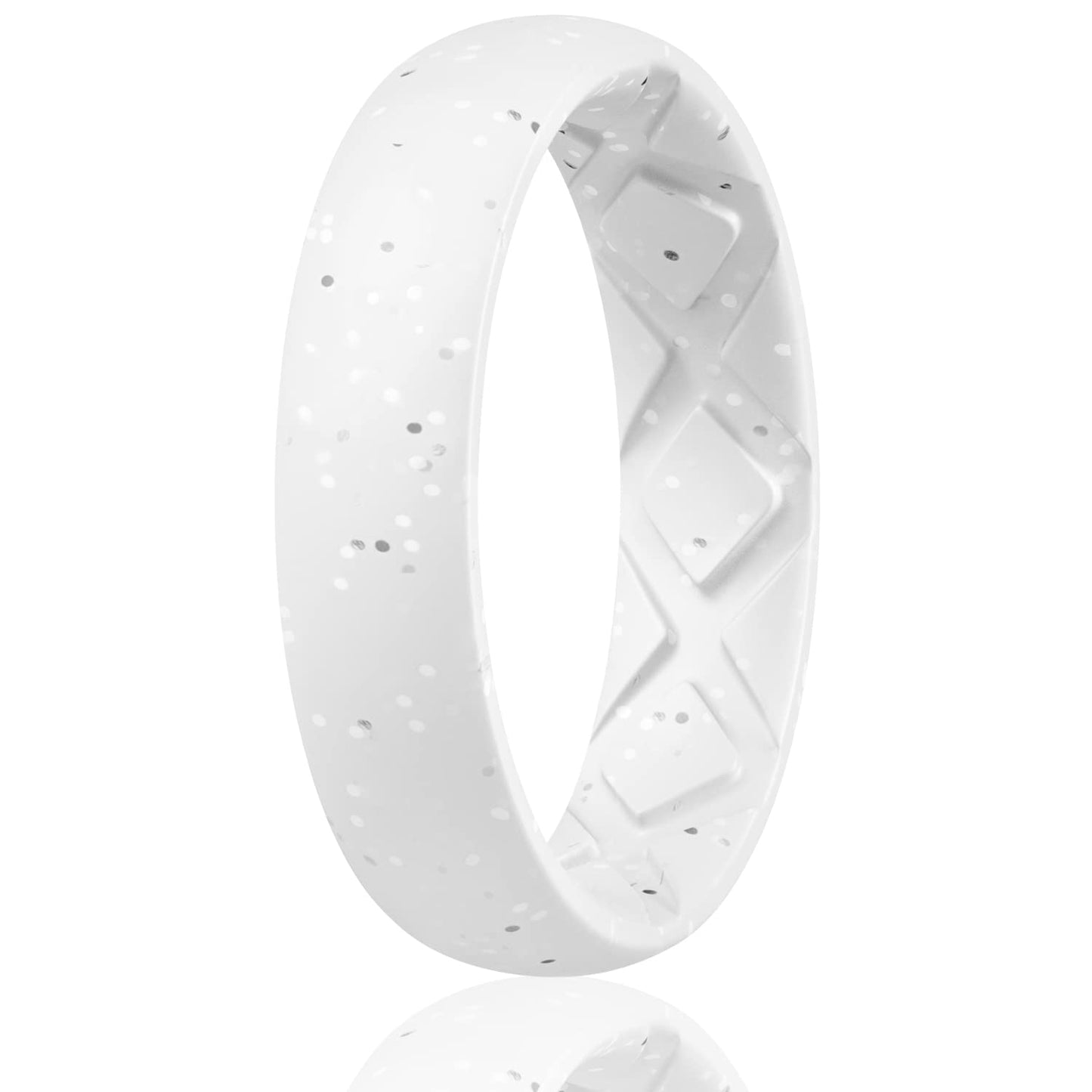 Egnaro Women's Engagement Rings, Silicone Inner Arc Ergonomic Breathable Design with half sizes, Rubber Wedding Band Rings，5.5mm Wide-2mm Thick
