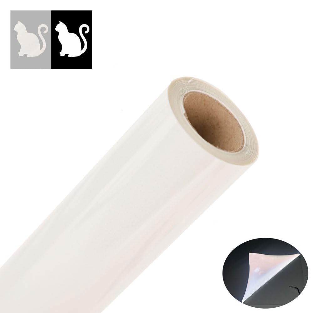 FUNKAKA Heat Transfer Vinyl Reflective White HTV Roll, 12" x 10ft Reflective Iron on Vinyl for All Cutter Machine, Reflective HTV Vinyl for T-Shirts Easy to Cut & Weed for Heat Vinyl DIY Design