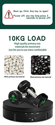 JAYEGT Motorized Rotating Display Stand, 5.74inch /22lbs Load, 360 Degree Electronic Turntable Display Stand for Photography Products Shows , Jewelry, Watch, 3D Models, Cake (Black/Button Control/rechargeable) - color: Black