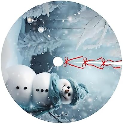 Christmas Snowflake Snowman Christmas Tree Skirts 36", Xmas Tree Cloth Mats Trees Skirts for Decor Gift, Home Decoration