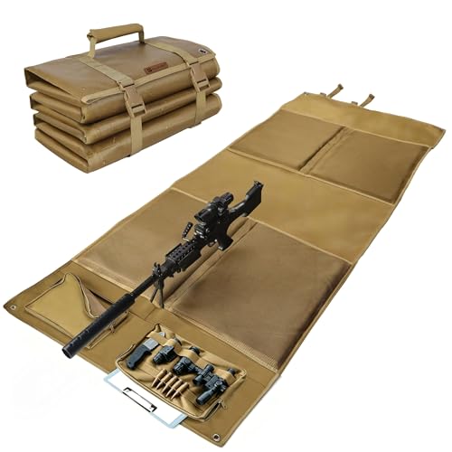 IC ICLOVER Shooting Mat, Tactical Prone Padded Shooting Mats, with 2 Pockets & Molle Webbings & Bipod Holder, Extra Large Non-Slip Waterproof Foldable Pad Blanket for Long Range Rifle Shooting Hunting