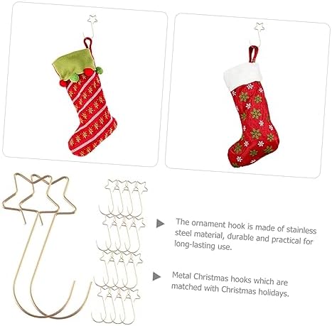 Christmas Star Hook Metal Wire Hooks for Xmas Tree Ornaments Decorative Hanger for Baubles