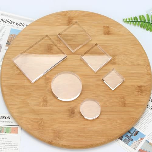 6 Pcs Clear Acrylic Blocks Wedding Flat Lay Props, Solid Acrylic Riser Styling Photography Clear Stamp Display Block Set Props Wedding, Acrylic Pedestal Crystal Blocks for Ring Geodes Crafts