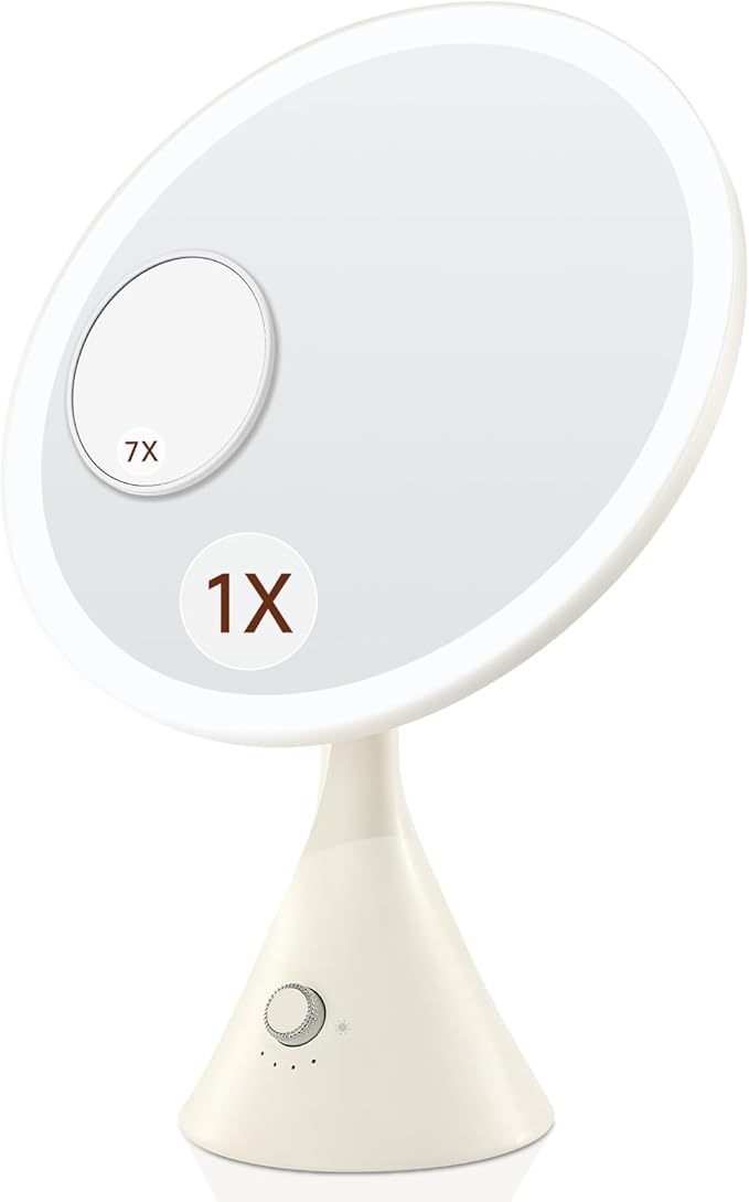 Lighted Makeup Mirror with Magnification Electric Plug in, 7X Magnifying Lighted Vanity Makeup Mirror with Led Lights