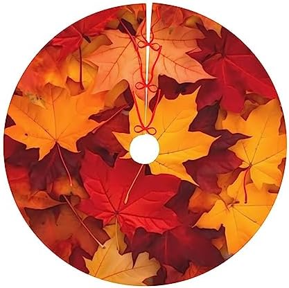 Autumn Leaves Fall Christmas Tree Skirts 36", Xmas Tree Cloth Mats Trees Skirts for Decor Gift, Home Decoration