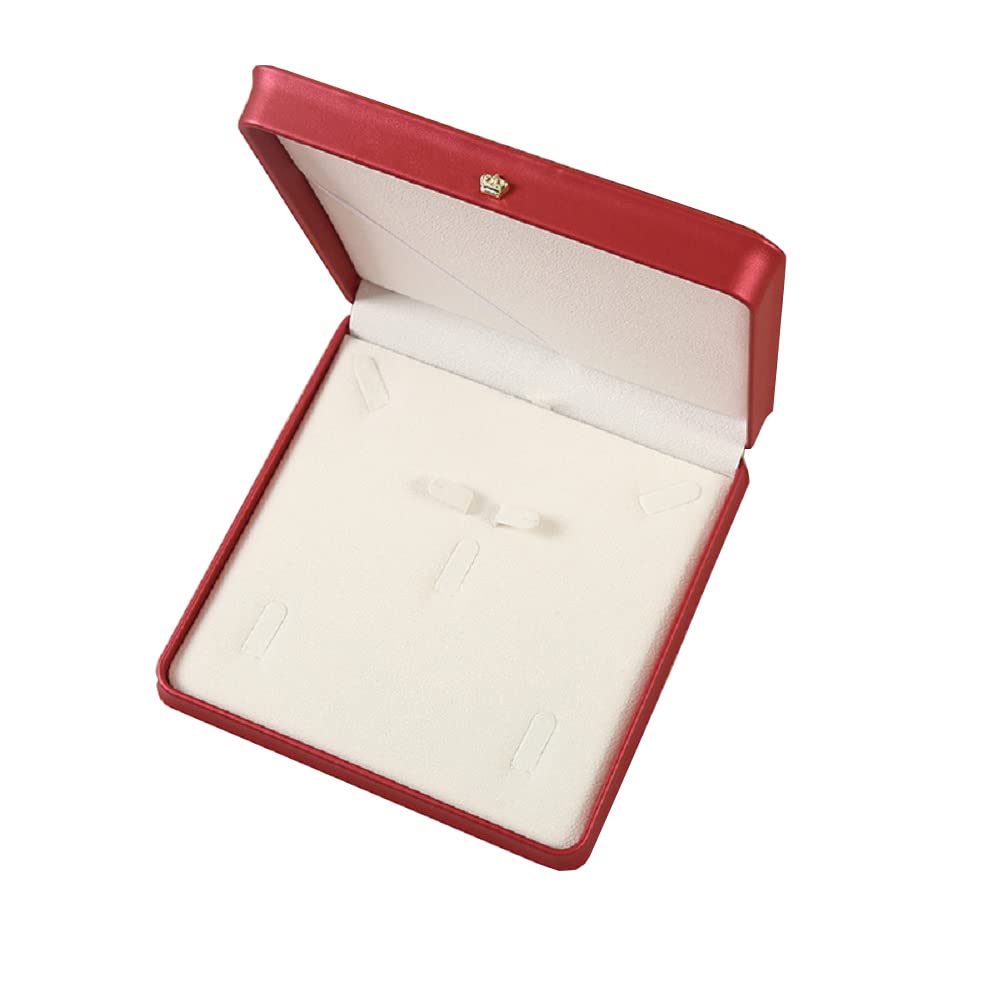 JunningGor Wedding Jewelry Set Premium Leather Box Necklace Earring Ring Display Case Storage Holder (Big Red)