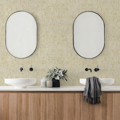 Vamos Tile 100-Piece Peel and Stick Backsplash Seamless Tile,3''x6'' Textured Beige Travertine with White Grout PVC Subway Tile,Stick on Backsplash for Kitchen/Bathroom/Laundry Room - color: Beige Travertine