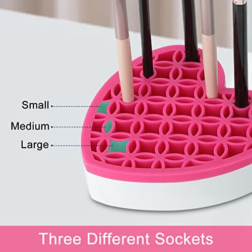 Silicone Makeup Brush Holder, Cosmetic Organizer, Pen Holder for Desk, Pencil Case, Sewing Tool, Beauty Tool, Brushes, Scissors, Toothbrush Holders (Pink) - color: Pink