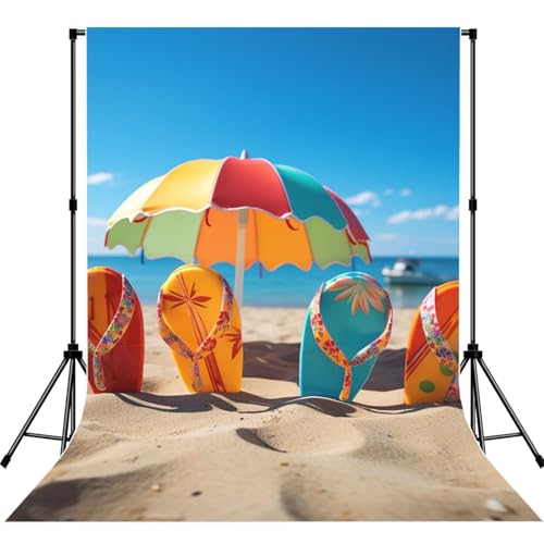Colorful Flip Flops Beach Ball Backdrop Background for Photography 5x7ft Photobooth Professional Photo Backdrop Curtains Video Photography Studio Photo Backgrounds Banner BoothScreen Parties - color: Colorful Flip Flops Beach Ball