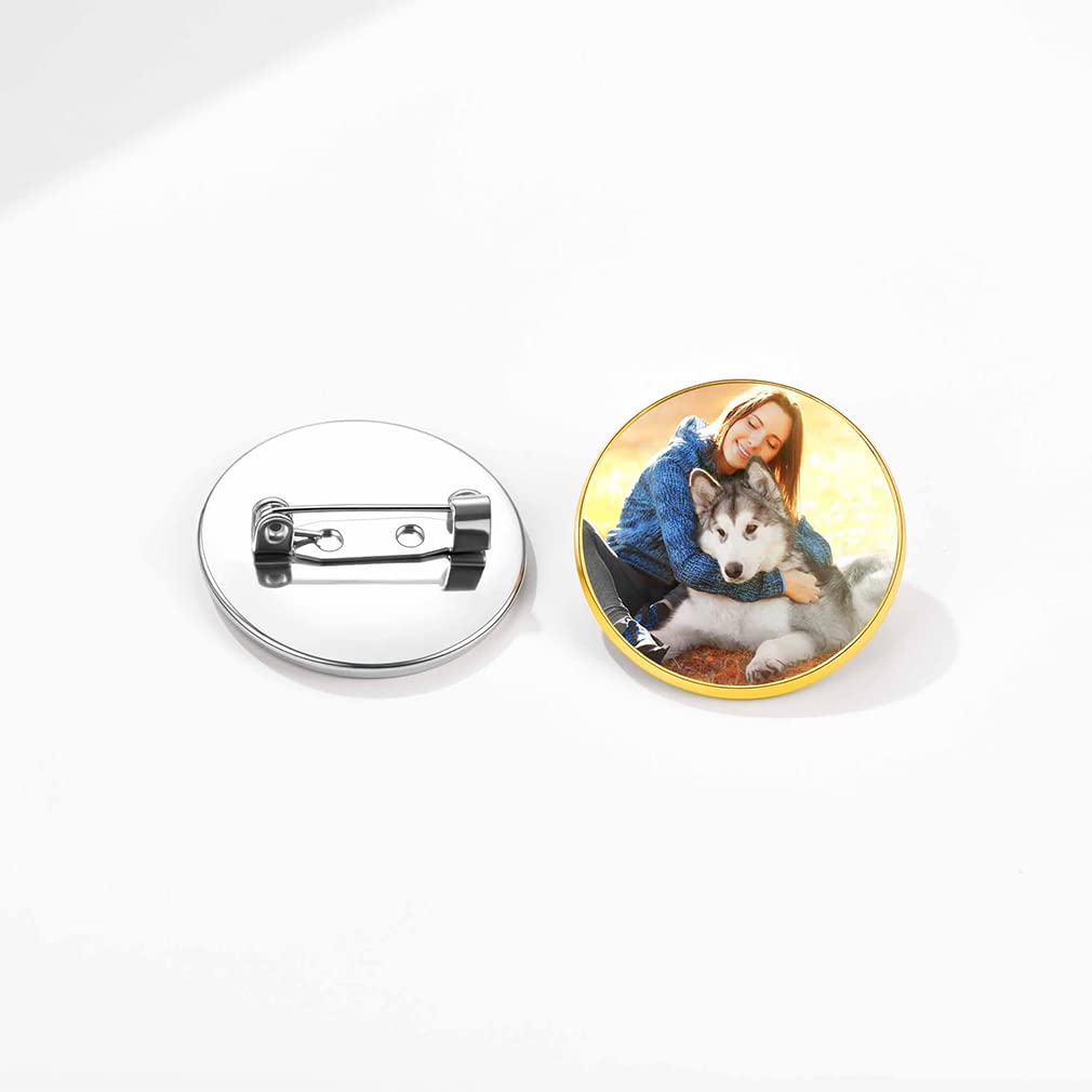 Custom4U Custom Photo Brooch Pin Memorial Wedding Collar Pins Personalized Picture Gift for Men Women Mother