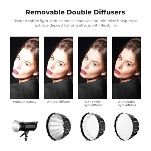 K&F CONCEPT 47“/120cm Softbox Parabolic Hexadecagon Compatible with Bowens Mount, with Honeycomb Grid, Light Diffusers, Carrying Bag, for Photography Studio Speedlite Flash and Monolight