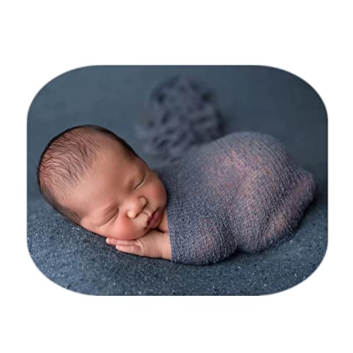 Newborn Photography Props Wrap Stretch Long Ripple Blanket Yarn Baby Photo Props Boy Girl Cloth Fabric Layer - color: Dark Gray