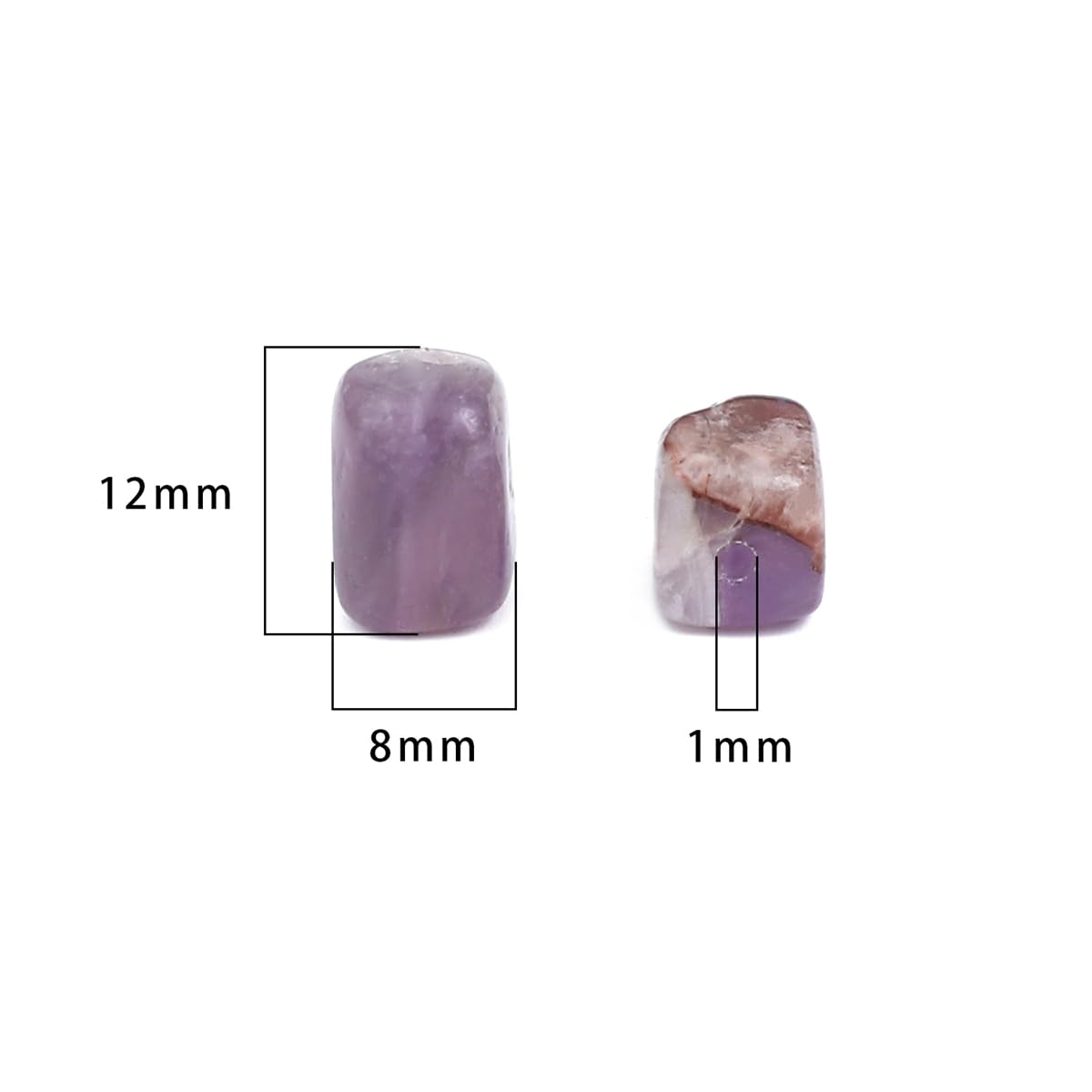 BEADIA Natural Amethyst Cuboid Stone Loose Semi Gemstone Beads for Jewelry Making 8mmx12mm 38cm/Strand