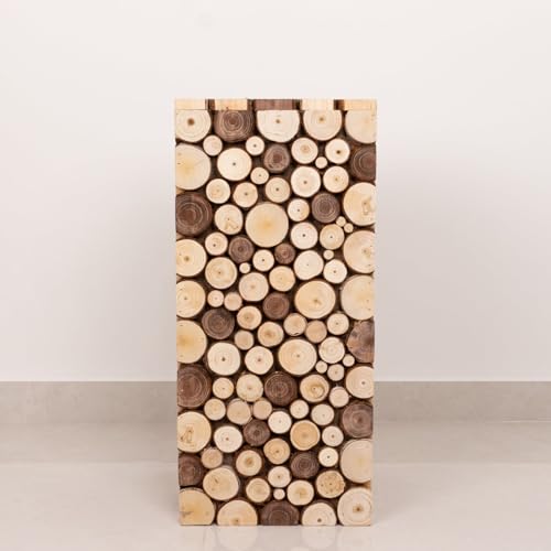 Efavormart 24 inch Natural Wooden Slices Pillar Pedestal Stand, Rustic Wood Riser Rectangular Plant Stand for Wedding Aisle and Farmhouse Home Decor - size: 24"
