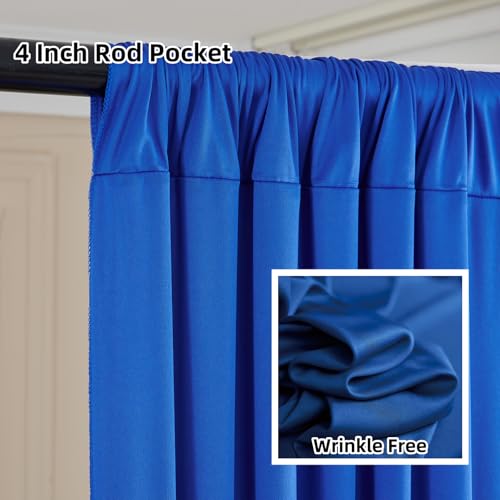 10ftx12ft Wrinkle Free Royal Blue Backdrop Curtain, 2 Panels 12FT Height Royal Blue Wedding Backdrop Drapes, Silky Polyester Back Drop Cloth for Birthday Photography Background Party Backdrop Draping - color: Royal blue, size: W5' x H12'(2 panels)